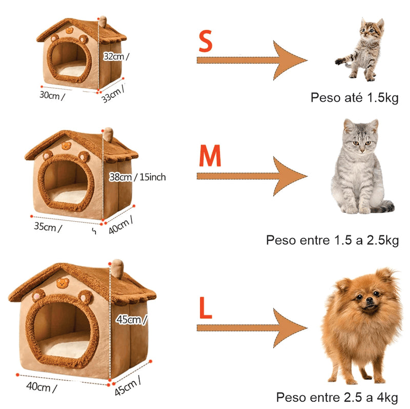 Casa plegable lavable para perros y gatos pequeños.