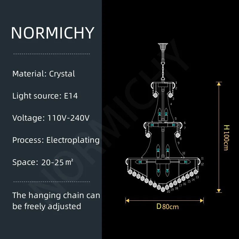 Encante su espacio: lujosa lámpara de araña de cristal para techos altos: ¡elegancia para salas de estar, escaleras y vestíbulos!