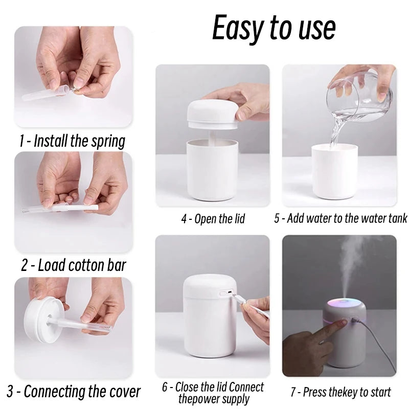 Humidificador de aire Xiaomi H2O 300ml Mini difusor de aroma USB portátil con niebla fría