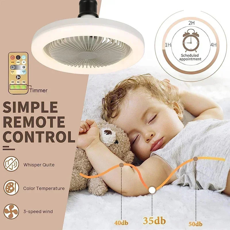 Reemplace su bombilla común con un ventilador de techo LED con luz y control remoto